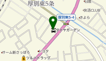 タイヤガーデン札幌厚別の地図画像