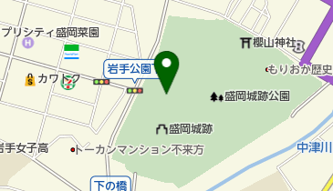 盛岡城跡石垣ライトアップの地図画像