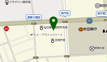 秋田家庭裁判所の地図画像