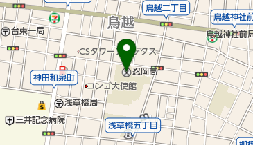 東京都立忍岡高校の地図画像