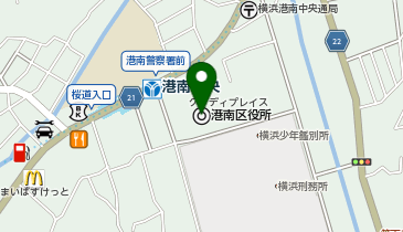 横浜市港南区役所の地図画像