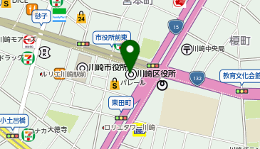 川崎市川崎区役所保健福祉センターの地図画像