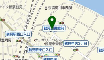 横浜市鶴見図書館の地図画像