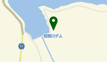 笹間川ダム湖の地図画像