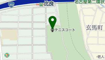 洗堰緑地テニスコートの地図画像