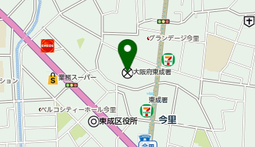 大阪府東成警察署の地図画像