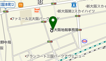 大阪地方裁判所執行部の地図画像