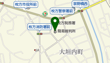 枚方簡易裁判所の地図画像