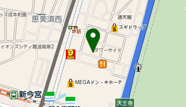ドラッグアカカベ新世界店の地図画像