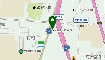 大阪トヨペット寝屋川中央店の地図画像