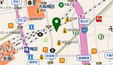 バンダイナムコCross Store大阪梅田の地図画像