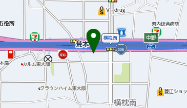 ゆず庵東大阪荒本店の地図画像