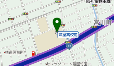 兵庫県立芦屋高校の地図画像