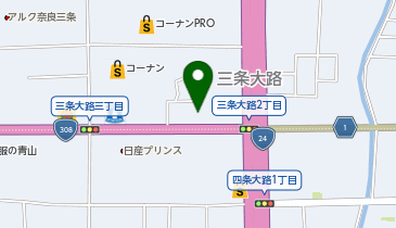ゆず庵奈良三条大路店の地図画像