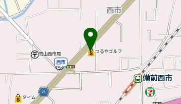 つるやゴルフ岡山店の地図画像