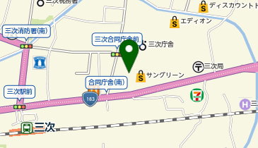 ハニーズサングリーン三次店の地図画像