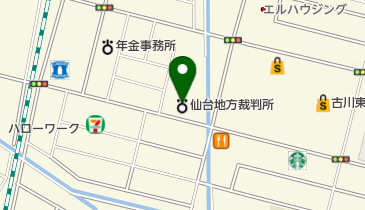 仙台地方裁判所古川支部・古川簡易裁判所 民事係 地裁民事訴訟の地図画像