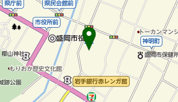 盛岡市役所 産業・観光・勤労者施設 勤労福祉会館の地図画像