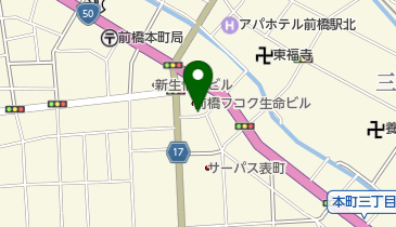 ナグモ写真館、前橋スタジオの地図画像