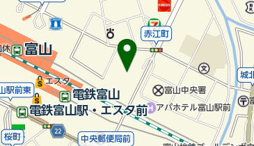 北陸農政局富山県拠点の地図画像