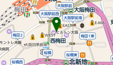ヘアサロン大野 大阪ヒルトン店の地図画像