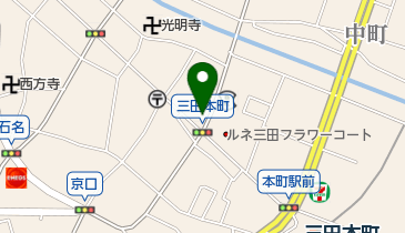 前中でんき三田店の地図画像