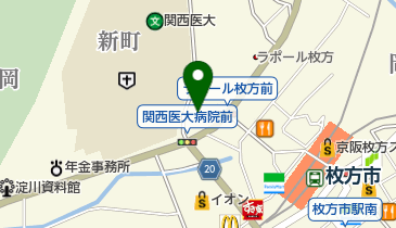 有限会社ワニコ書店関西医大枚方病院店の地図画像