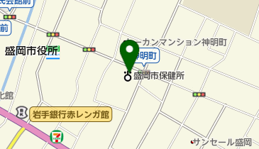 盛岡市役所 保健所庁舎 子ども未来部 子ども青少年課 企画係の地図画像