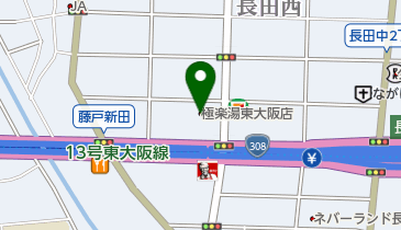 ゆうらり極楽湯東大阪店の地図画像