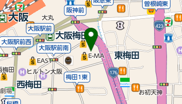 お好み焼き 焼きそば 粉心 阪神百貨店梅田本店の地図画像