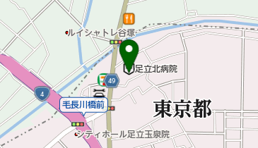 足立北病院の地図画像