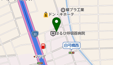 はるひ呼吸器病院の地図画像