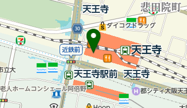 浜口皮ふ科形成外科天王寺の地図画像