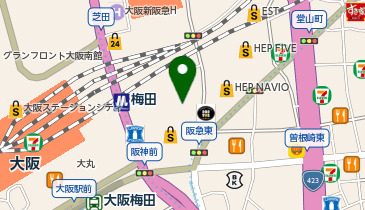 うめだ心と体のクリニックの地図画像