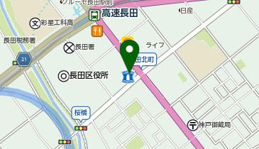 ローソン 長田北町二丁目店の地図画像