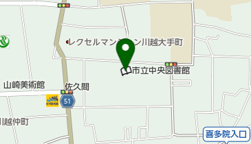 川越市立中央図書館 トイレの地図画像