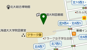 北海道大学 百年記念会館 トイレの地図画像