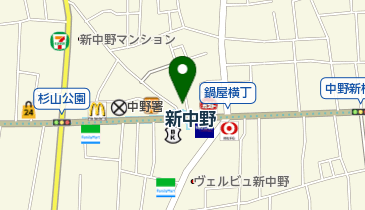 オークラ新中野店の地図画像