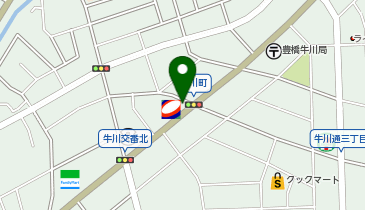 [EV](株)三河シーエスエヌ コスモ石油 セルフステーション牛川の地図画像