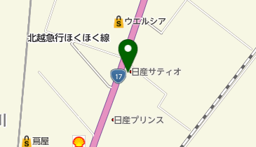 [EV](株)日産サティオ新潟西 六日町店の地図画像