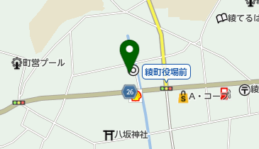 綾町役場の地図画像