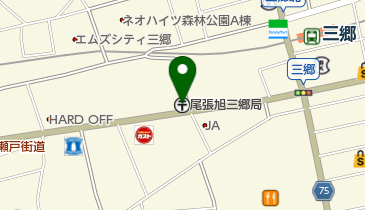 尾張旭三郷郵便局の地図画像