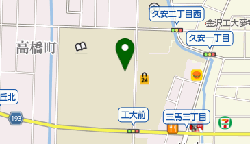 金沢工業大学内簡易郵便局の地図画像