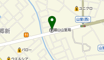 富山山室郵便局の地図画像