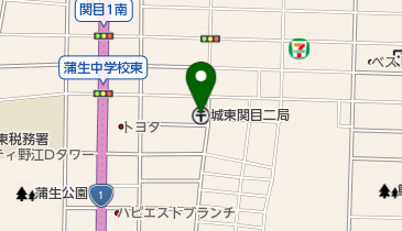 城東関目二郵便局の地図画像