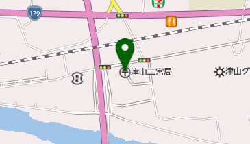 津山二宮郵便局の地図画像