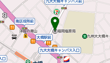 福岡塩原郵便局の地図画像