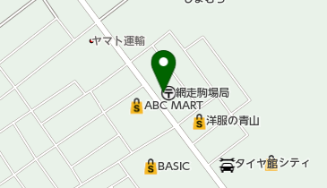 網走駒場郵便局の地図画像