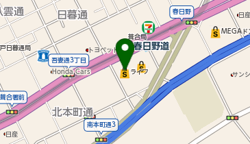 宅配ロッカーPUDO ライフ 春日野道店の地図画像