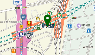 宅配ロッカーPUDO JR西日本 新大阪駅の地図画像